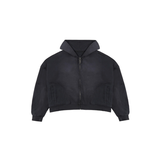 Ash Black Zip Hoodie - SolosizedAsh Black Zip Hoodie